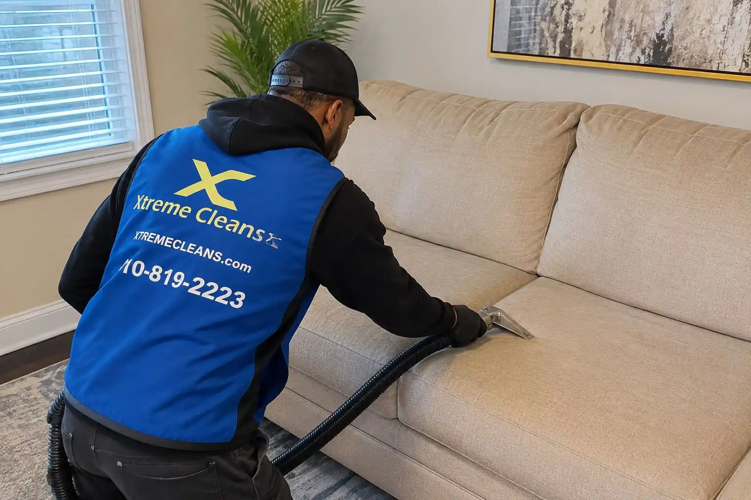 Professional carpet cleaning technician